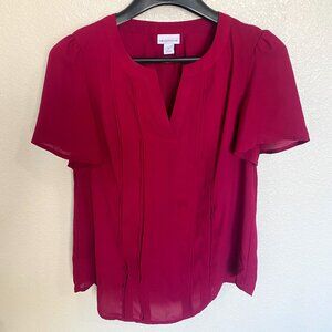 Women's short sleeve maroon blouse